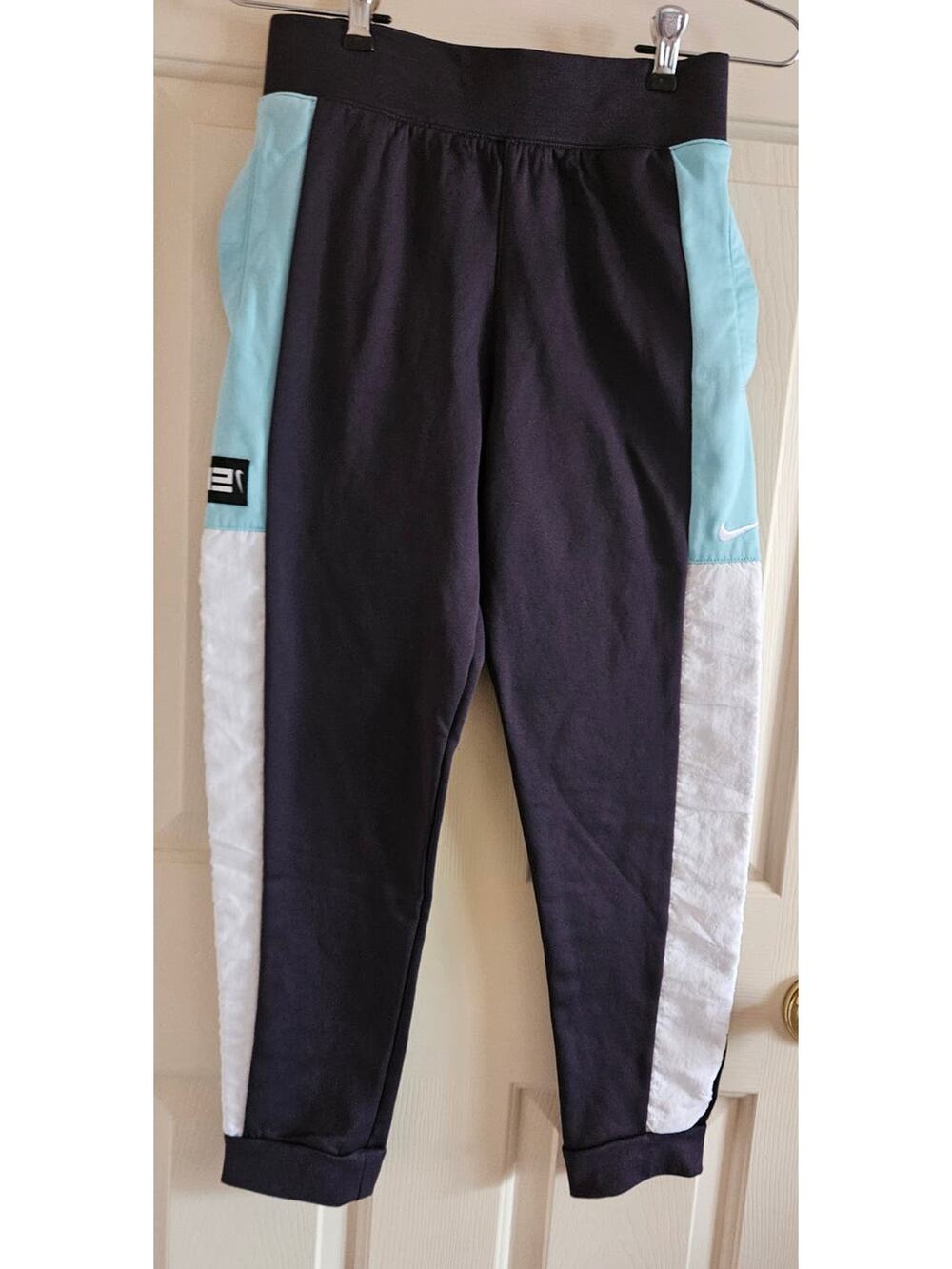 Nike Girls Activewear Sweatpants Polyester Elite Swoosh Blue Lt Blue White Large